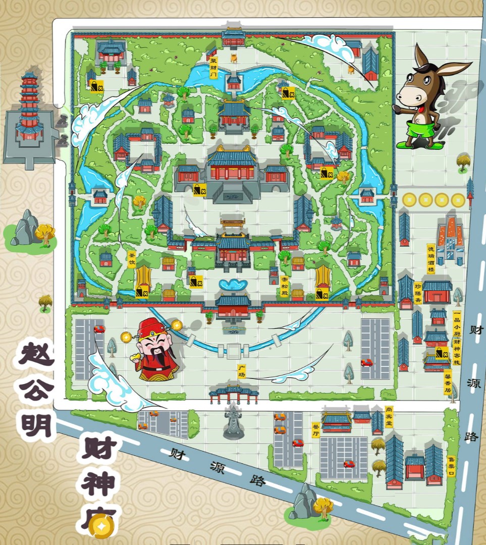 泰州寺庙类手绘地图